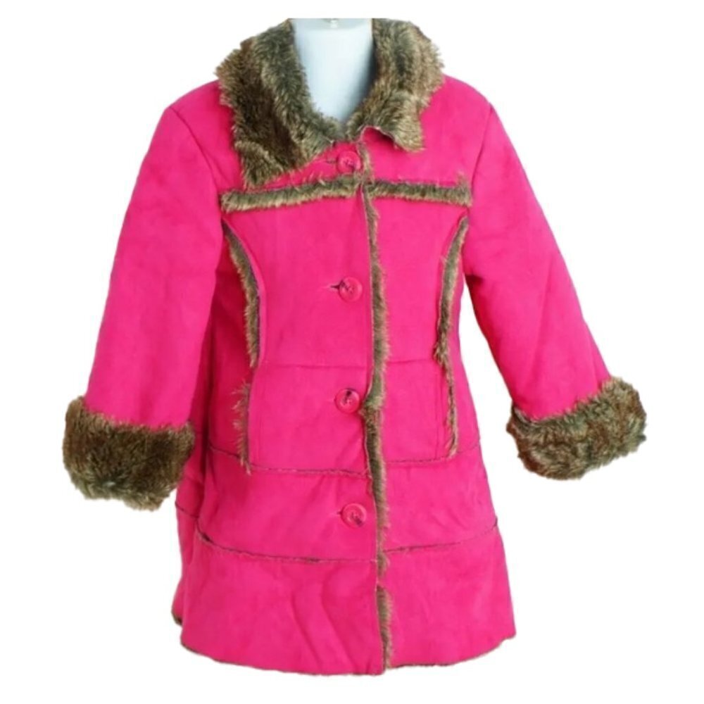 🆕 CHILDREN’S PLACE Girl Pink Faux Suede Faux Fur Lined Coat 24 months